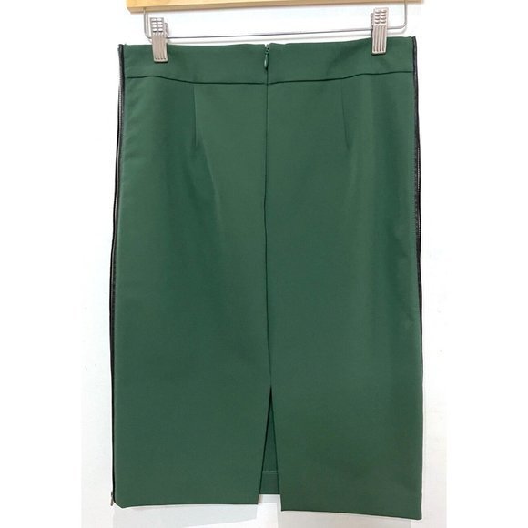 Zara Basic Women's Skirt Medium Dark Green Office Work Knee length Pencil Zipper - Picture 6 of 7